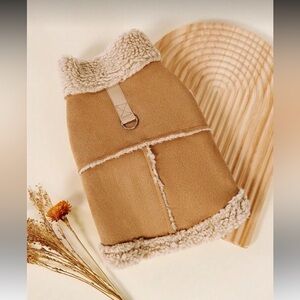 SHEIN Tan Dog Coat with Cream Trim